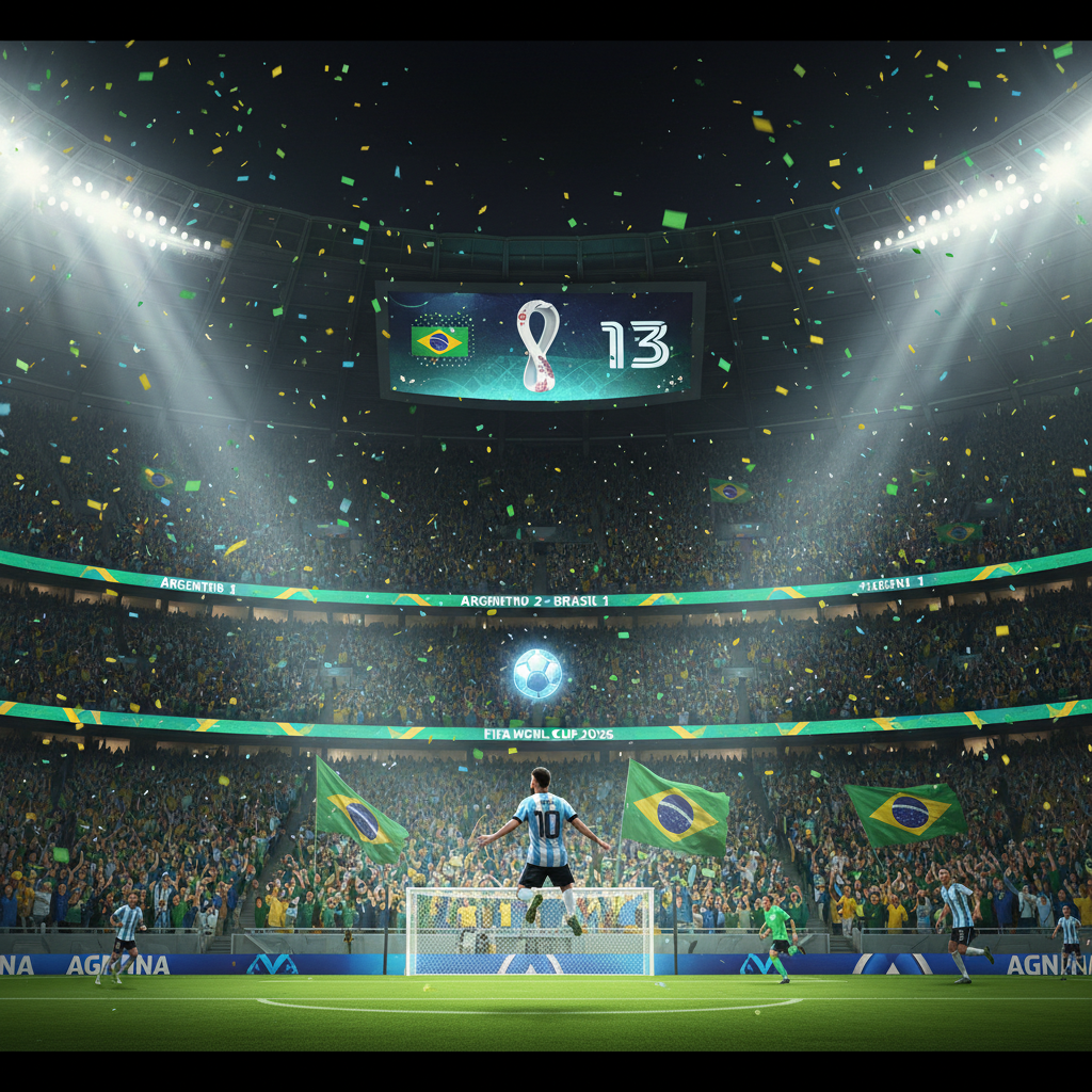 Estádio lotado durante partida da Copa do Mundo 2026 com torcida em ação